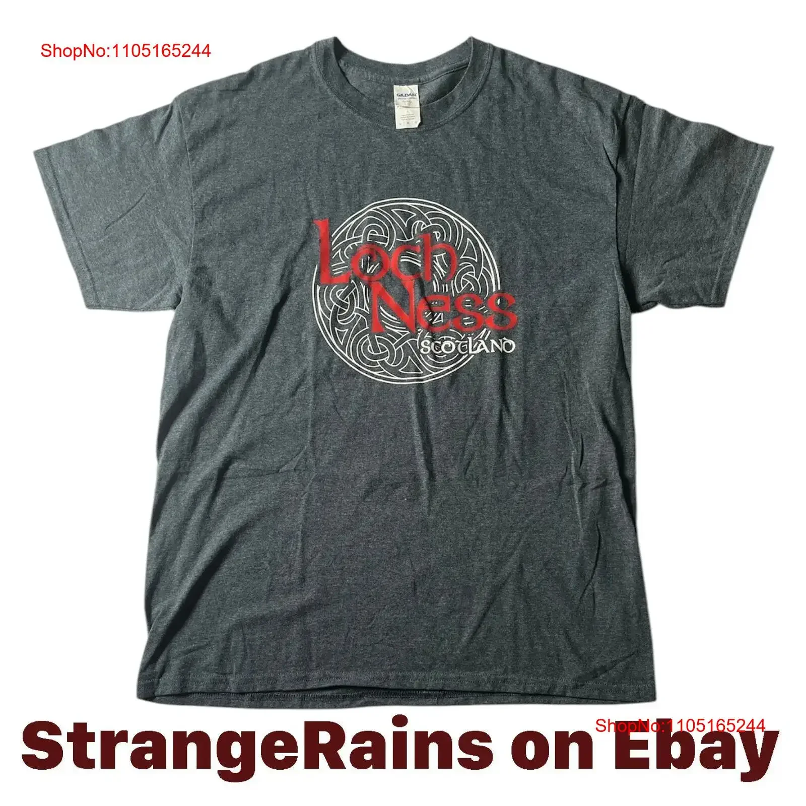 Loch Ness Scotland T Shirt Large Cryptozoology vintage Washed Casual streetwear graphic designer clothes Soft homme Comfortable
