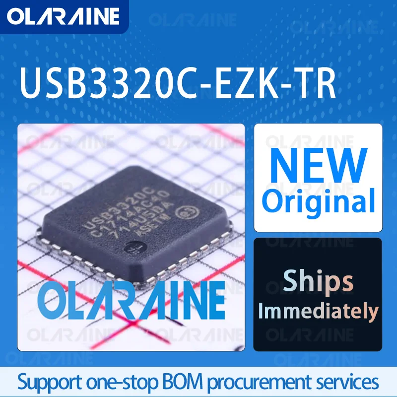 1/5/10Pcs USB3320C-EZK-TR QFN-32 USB 2.0 interface integrated circuit RoHS Data rates 12 Mb/s, 480 Mb/s Voltage 3.6 V