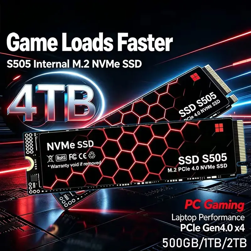 S505 SSD NVMe M.2 Disk 500GB 4TB 2TB 1TB HD 500GB SSD Hard Drive PCIe4.0 Internal Solid State Drive for Laptop Desktop PC