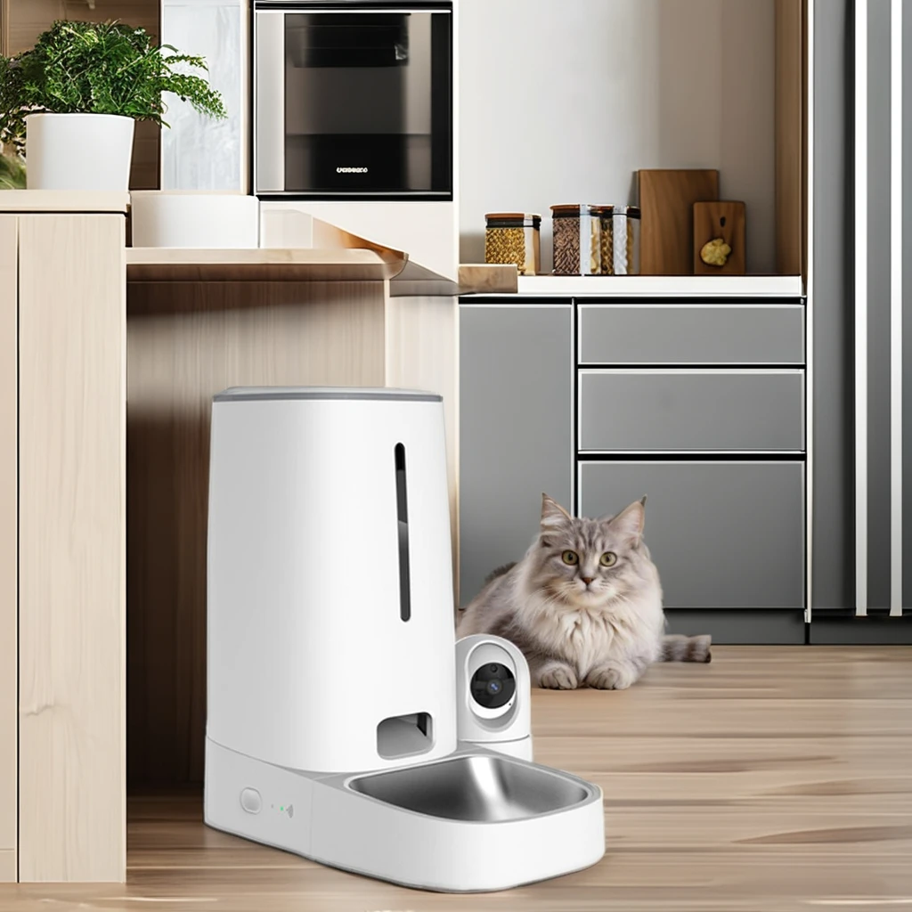 

Smart Pet Feeder with HD Camera WiFi Mobile App Control and Voice Function 4L Capacity