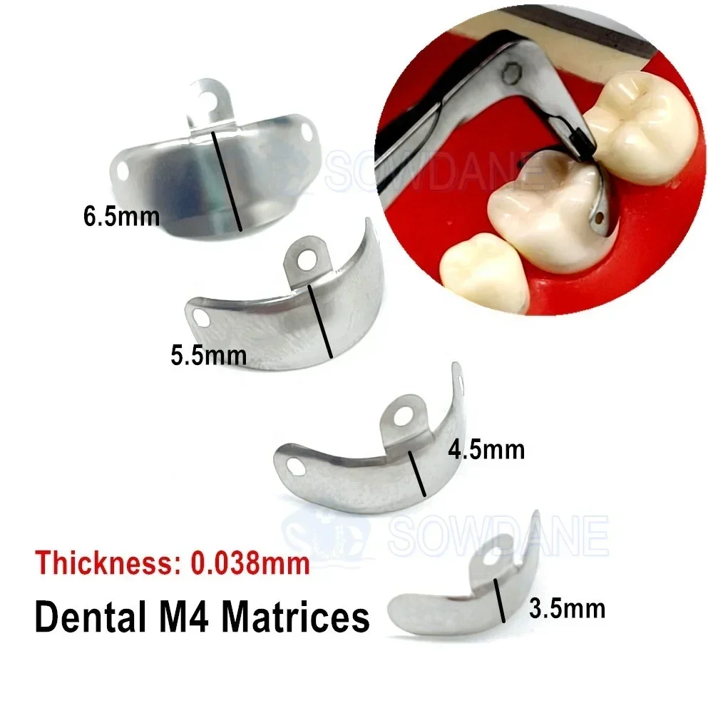 80 sztuk nowych stomatologów sekcje wyjawki matryce metalowe kliny zestaw z matrycami M4 autoklawowary gumowe kliny pierścień zaciskowy