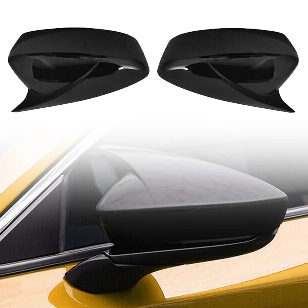 

2Pcs Side Wing Mirror Cover Caps Rearview Mirror Cover Cap Carbon Fiber/Glossy Black For Mazda 3 Axela 2020 2021 2022