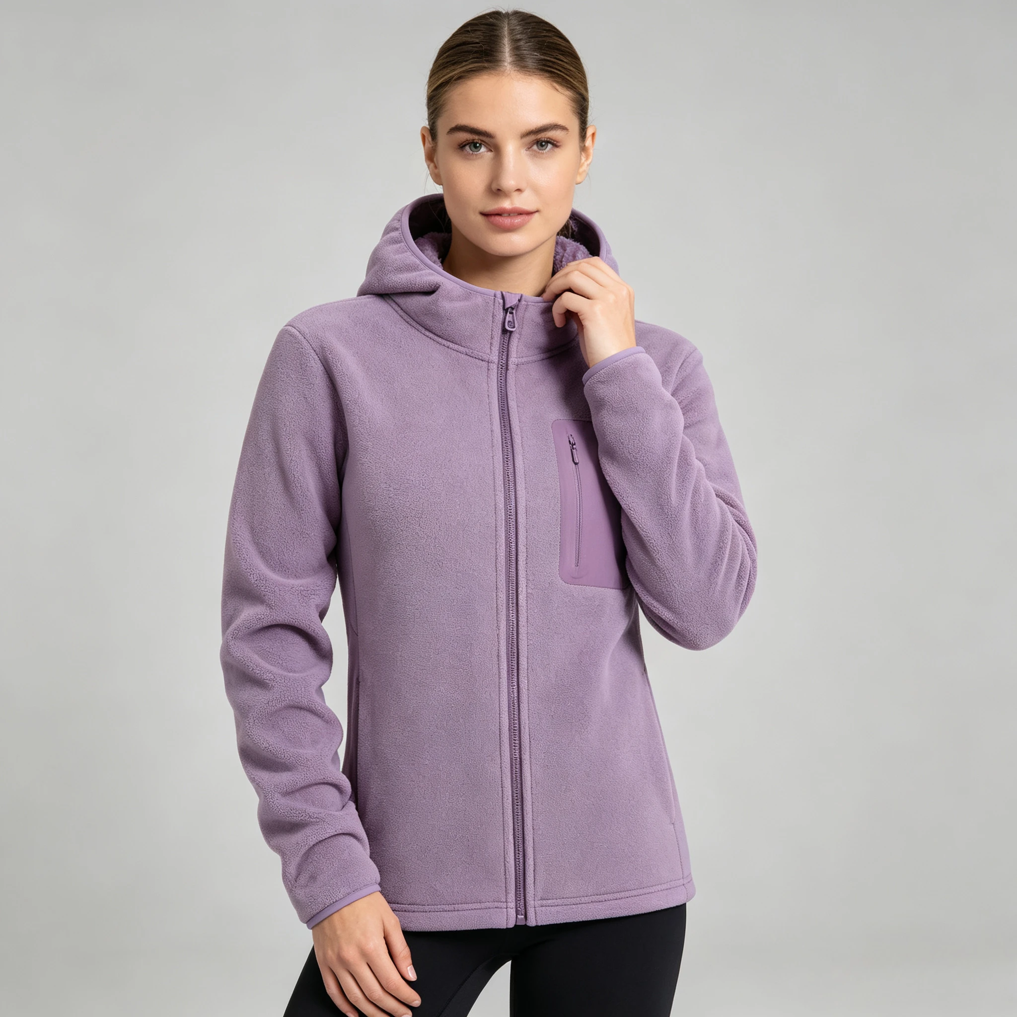 Autumn Winter Polar Fleece Women's Hooded Jackets Basic Versatile Sports Thicken Coat Windproof Warm Full Zip Outdoor Jacket