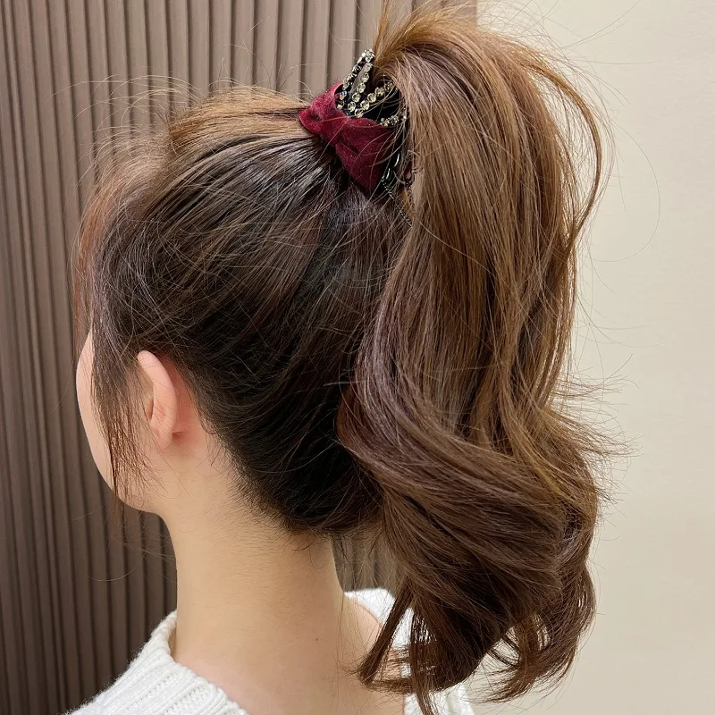 Autumn and Winter Elegant Little Rabbit Fringe Bow High Ponytail Grab Clip Korean Version of The Girl Delicate Hair Accessories