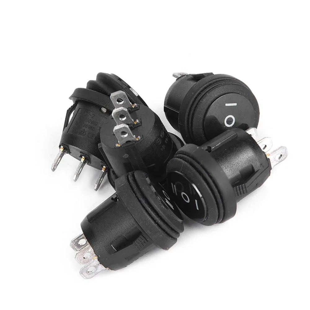 5PCS Durable Black Color Rocker Switch 3 Position 10A 125V SPDT Switch Waterproof 3 Pin SPST Switch Marine