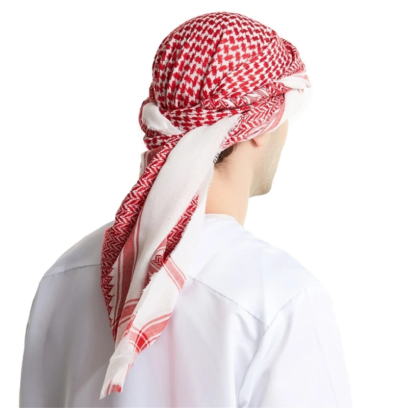 Adult Shemagh Scarf with Gift Box Men Women Elastic Jacquard Square Keffiyeh Headscarf Arab Style Headwrap Religious Kerchief