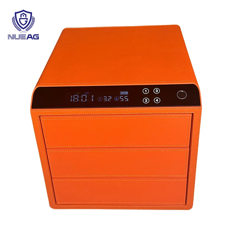 Custom Smart Unlocking Three Layers Divided Drawers Home Security Fingerprint Safe Box For Storage Jewellery