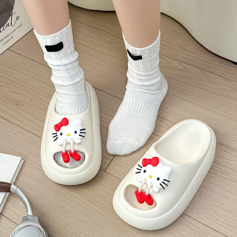 

Kawaii Sanrio Anime Slippers Cute Hello Kitty Kerokerokeroppi Cartoon Antiskid Indoor Dormitory Bathroom Soft Sole Gift for Girl