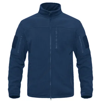 Autumn Winter Men's Fleece Jacket Outdoor Sports Tactical Coat Stand Collar Full Zip Warm Hiking Work Travel Jackets