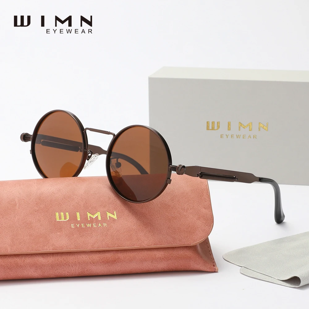 WIMN Brand Trend Round Gothic Steampunk Sunglasses Polarized Men Vintage UV400 Protection Eyewear for Driving