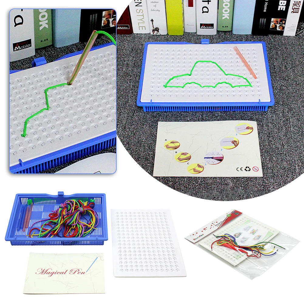 DIY Children's String Braideds Drawing Board Kids 3D String Art Kit with Colored Ropes Present for Kids