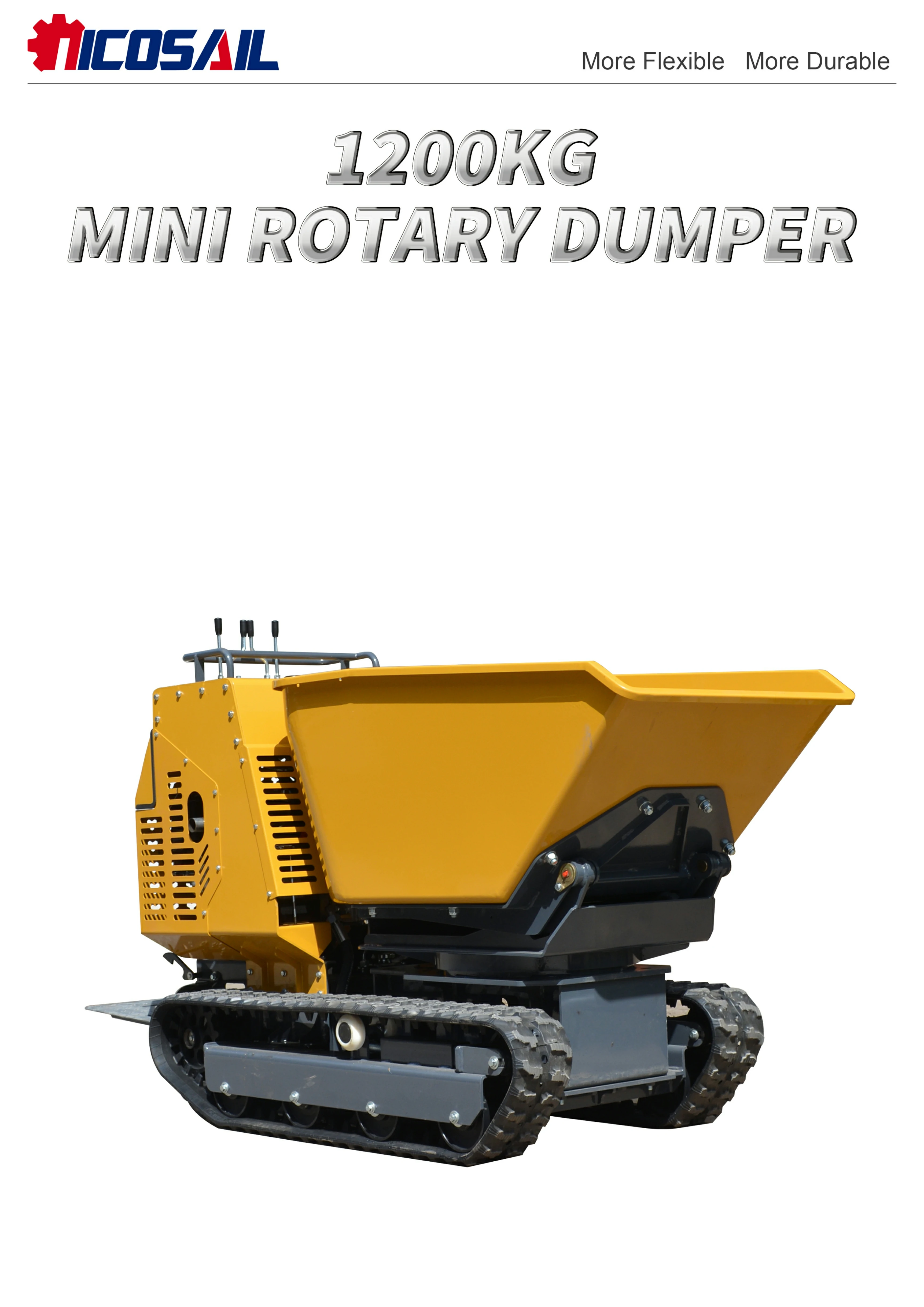 Anpassbarer Mini-Dumper Euro 5 CE-Zertifiziert 1200kg Hydraulischer Radkipper für Baustelle Bauernhof Garten – Detail 1