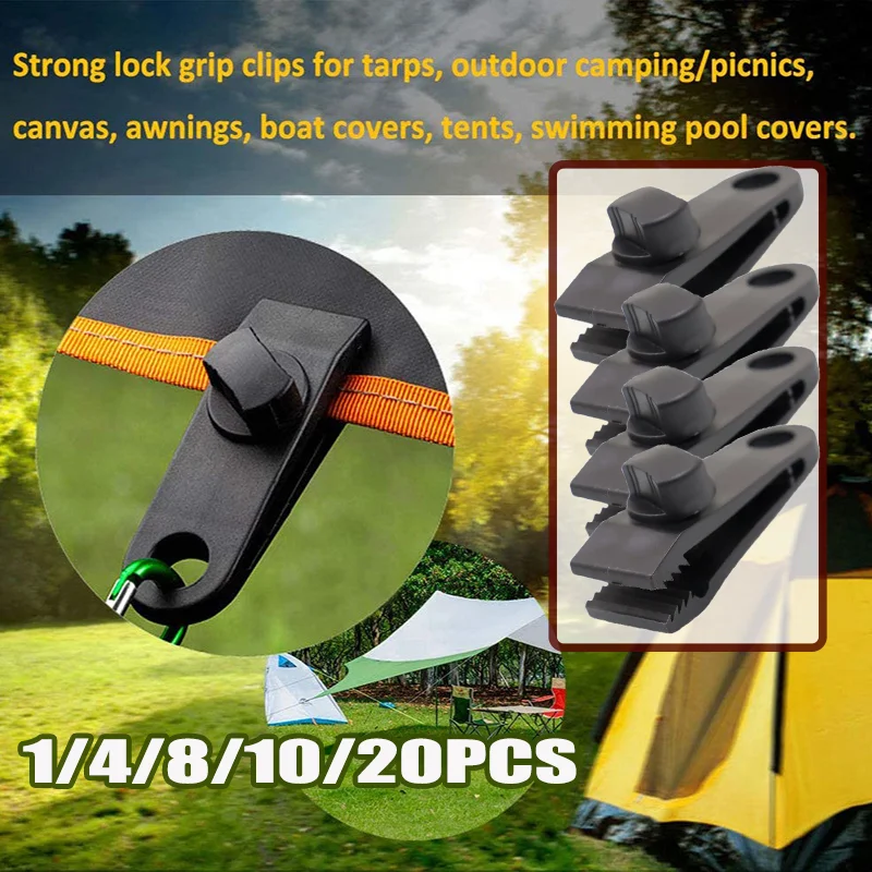 20/10/8/4/1PCS Heavy Duty Tent Clip Tarp Clips Lock Grip Tent Clamps Clamps for Tarps Awnings Camping Car & Swimming Pool Covers