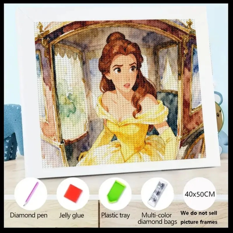 

1 шт., набор алмазной живописи принцессы Диснея Белль, 5D полная дрель, набор алмазных рисунков «Красавица и чудовище», DIY Sparklin