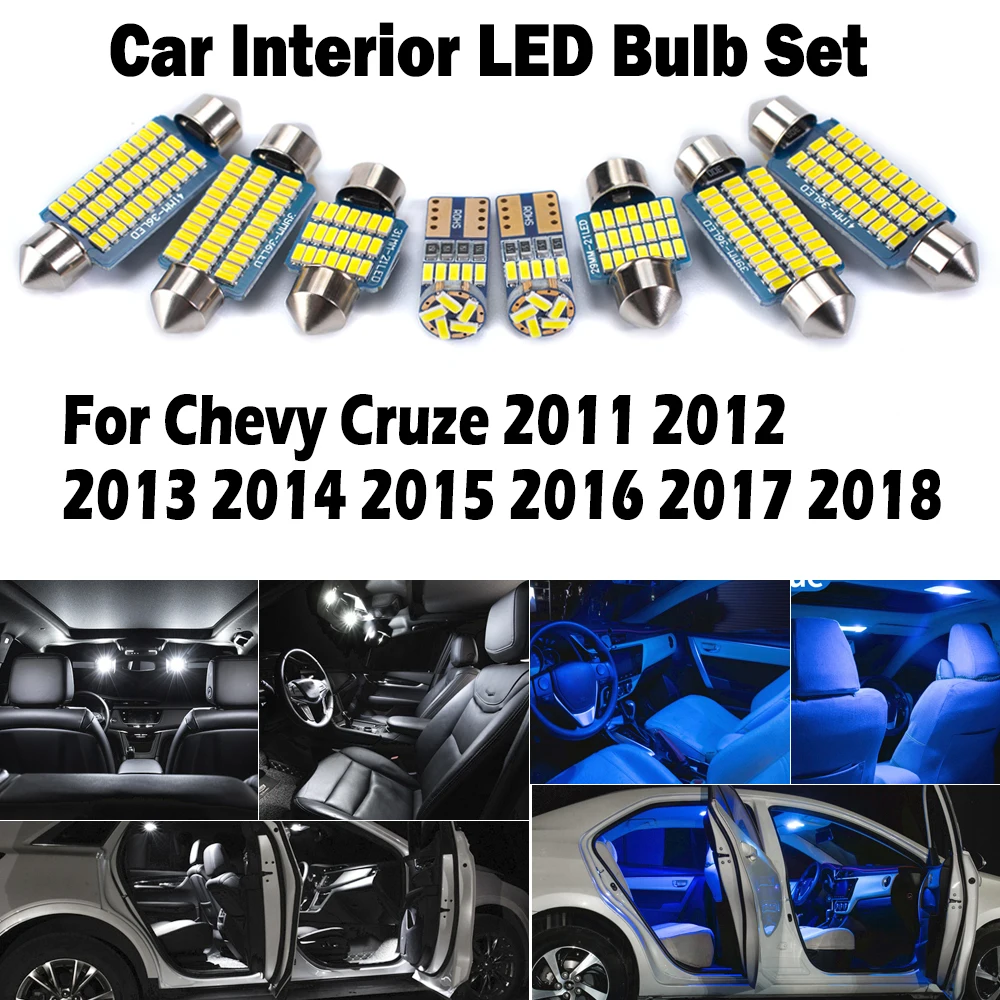 Kit de luz de leitura interior led canbus para chevrolet chevy cruze 2011 2012 2013 2014 2015 2016 2017 2018 mapa do carro cúpula tronco lâmpadas