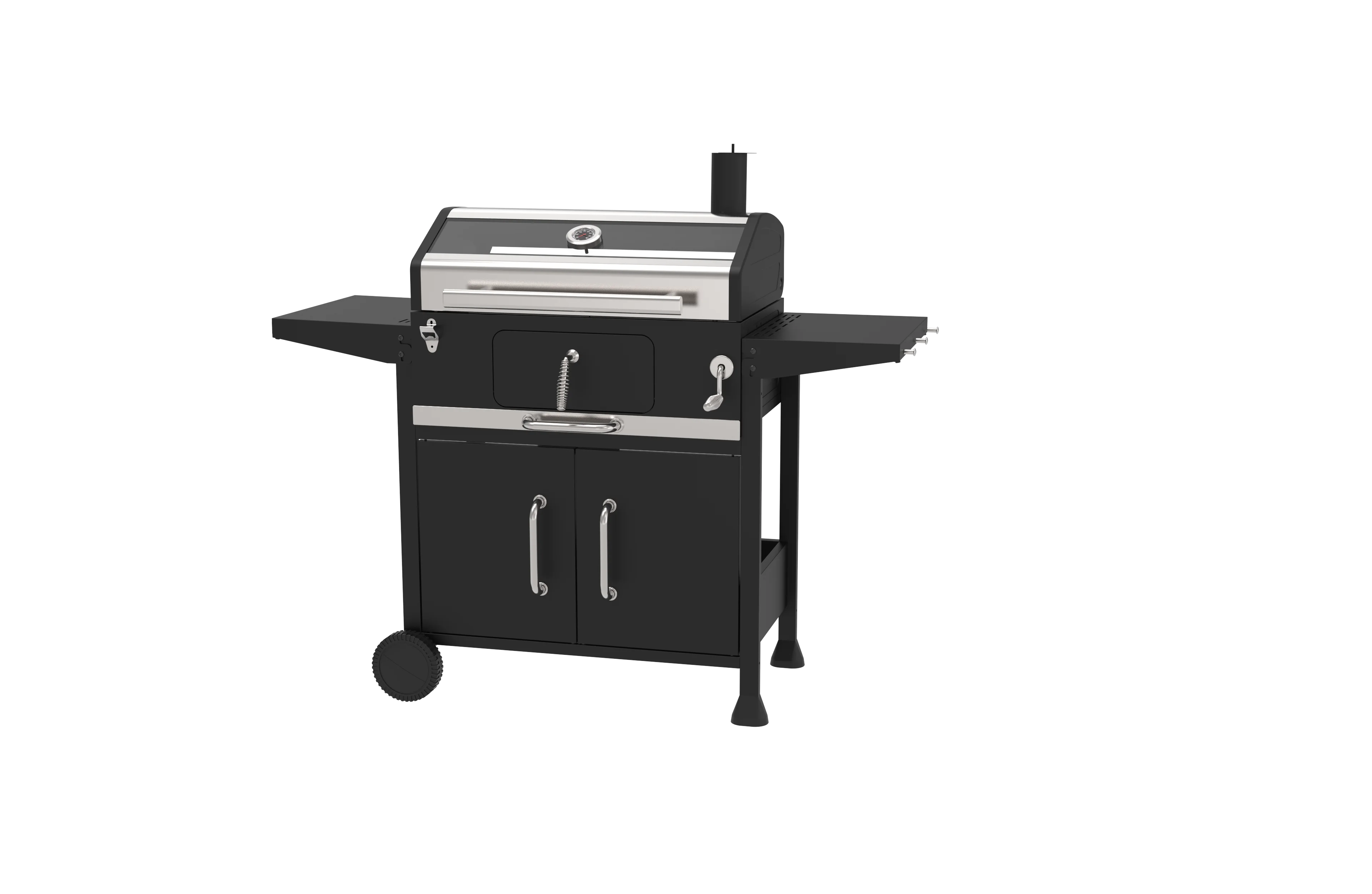 Heavy Duty Outdoor  Portable with Wheels Trolley Barrel Smoker Grill Barbecue Grill Charcoal BBQ Grill