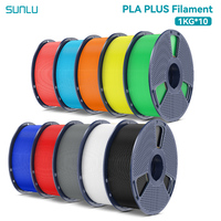 SUNLU Pla Plus 3D Filament 1.75mm Neatly Wound High Toughness Multicolor Plastic PLA+ Filaments for Most FDM 3D Printer 10KG