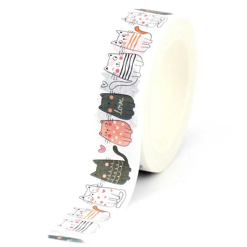 10pcs/Lot Decorative Draw Funny Cute Cat Cartoon Japanese Paper Washi Tapes for Craft Journal Adhesive Masking Tape Papeleria