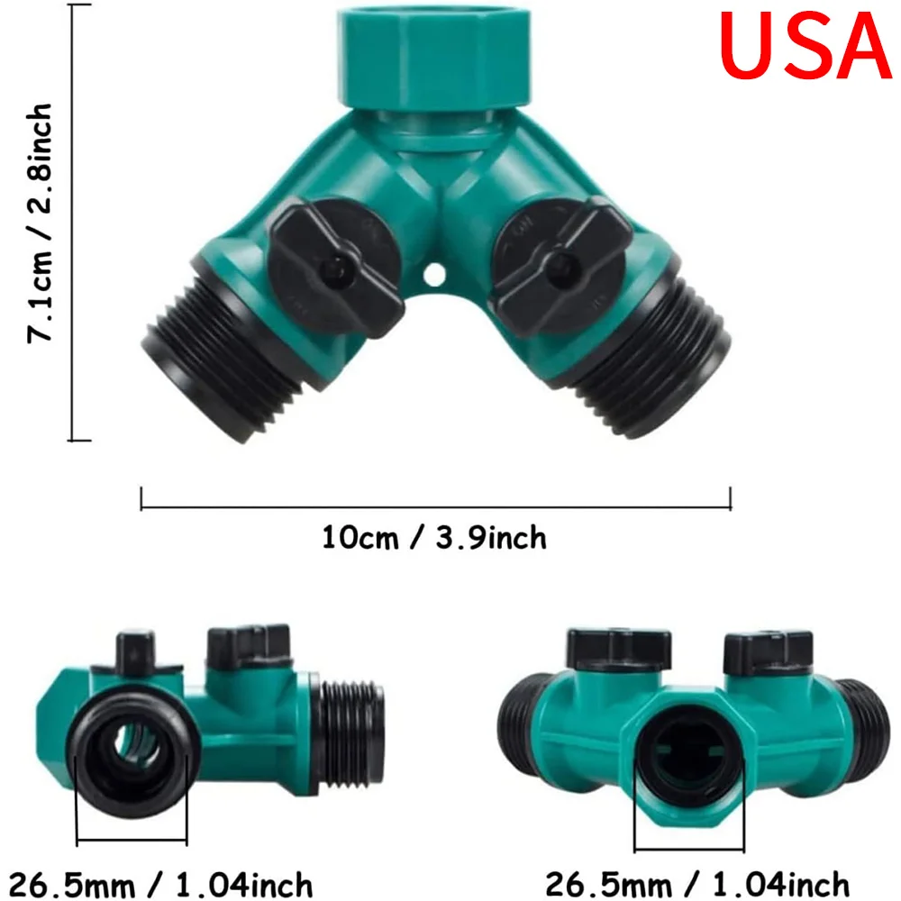 Garden Water Pipe Connectors Pipe Adapter Y Shape Hose Splitter Valve Three Way Plastic Valve with Switch for Flower Planting