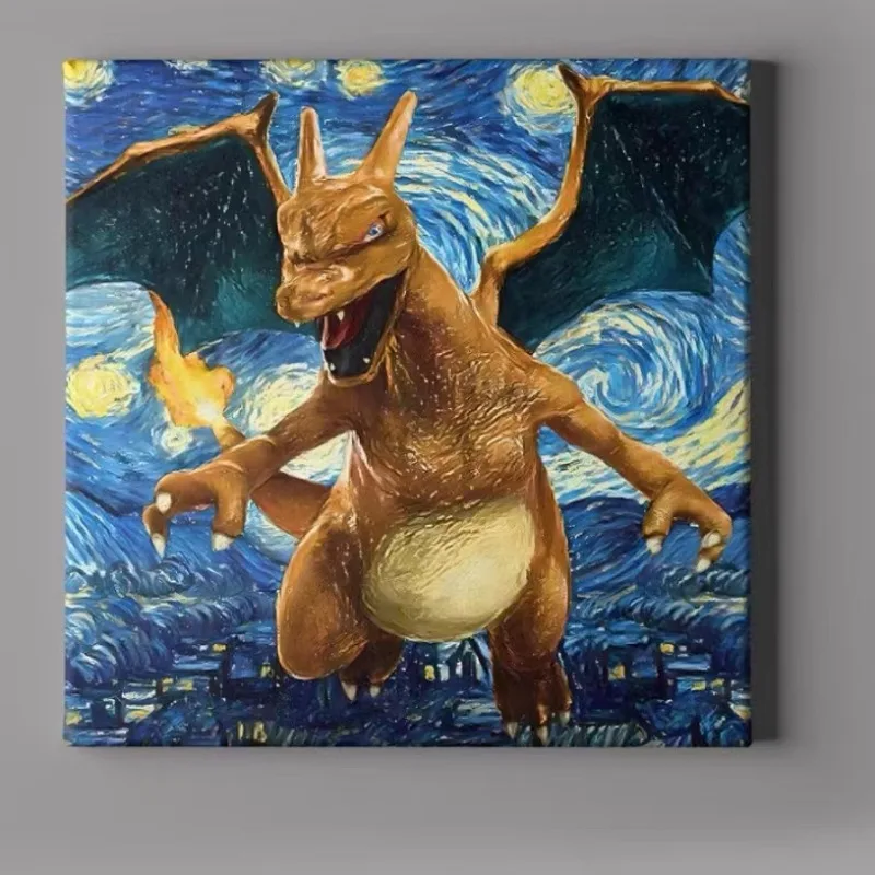 Van Gogh Museum Pokemon Anime Figures Pikachu Watercolor Painting Canvas Posters and Prints Wall Art Picture for Living Room