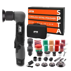 SPTA-Mini pulidor de coche inalámbrico, máquina de mango portátil RO/DA de 12V, Kit de almohadillas de 1/2/3 pulgadas para pulido de encerado de detalles automáticos