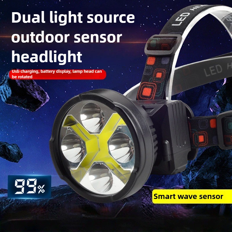 

Налобный фонарь с интеллектуальным датчиком и цифровым дисплеем, портативная шахтная лампа для работы на открытом воздухе, сверхдлительный срок службы батареи
