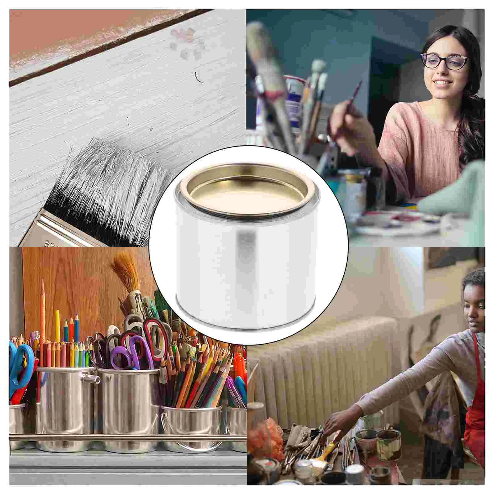 8PCS Paint Mixing Iron Can Round Metal Oil Paint Cans Portable Printing Ink Storage Can Practical Paint Storage Can Sturdy Oil I