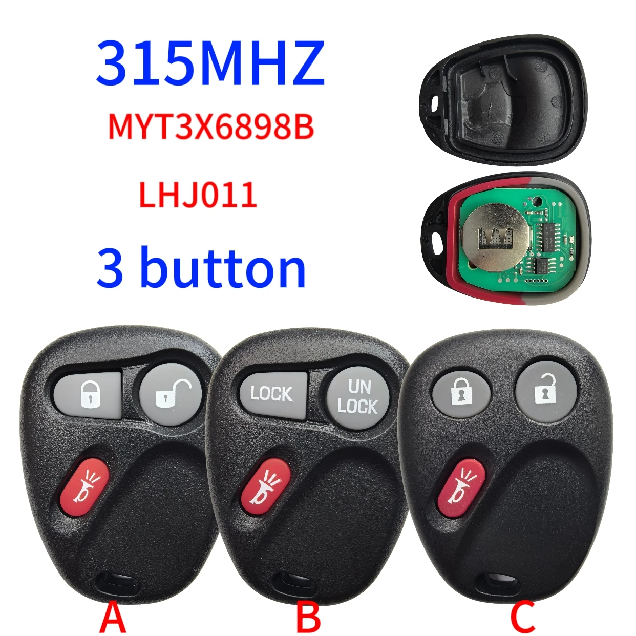 

JXKEY Remote Car Key 315Mhz 3bt LHJ011/MYT3X6898B For Chevrolet GM Hummer H2 Avalanche Cadillac Escalade Buick Keyless Entry