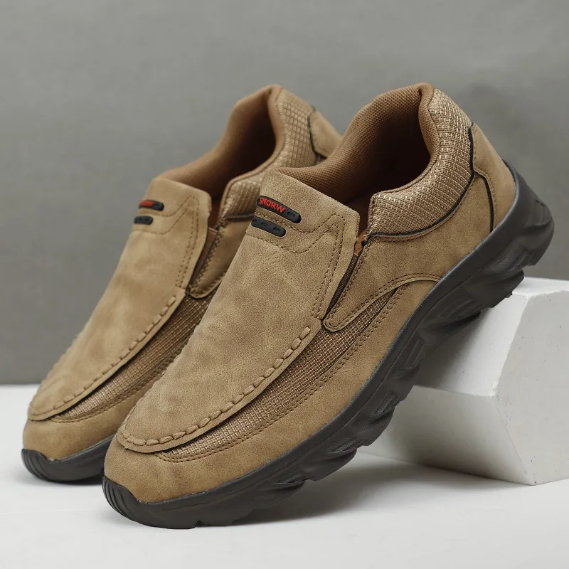 

Мужская кожаная повседневная обувь, дышащие лоферы, мужские кроссовки, новинка 2025 года, мужская удобная кожаная обувь на плоской подошве, кроссовки, мужская обувь