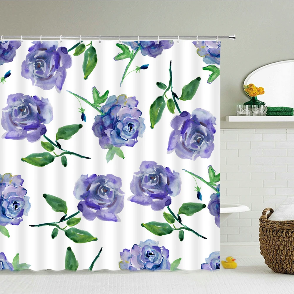 

Yellow Flower Sunflower Shower Curtain Green Plant Flowers Butterfly Natural Scenery Waterproof Fabric with Hooks Bath Curtains