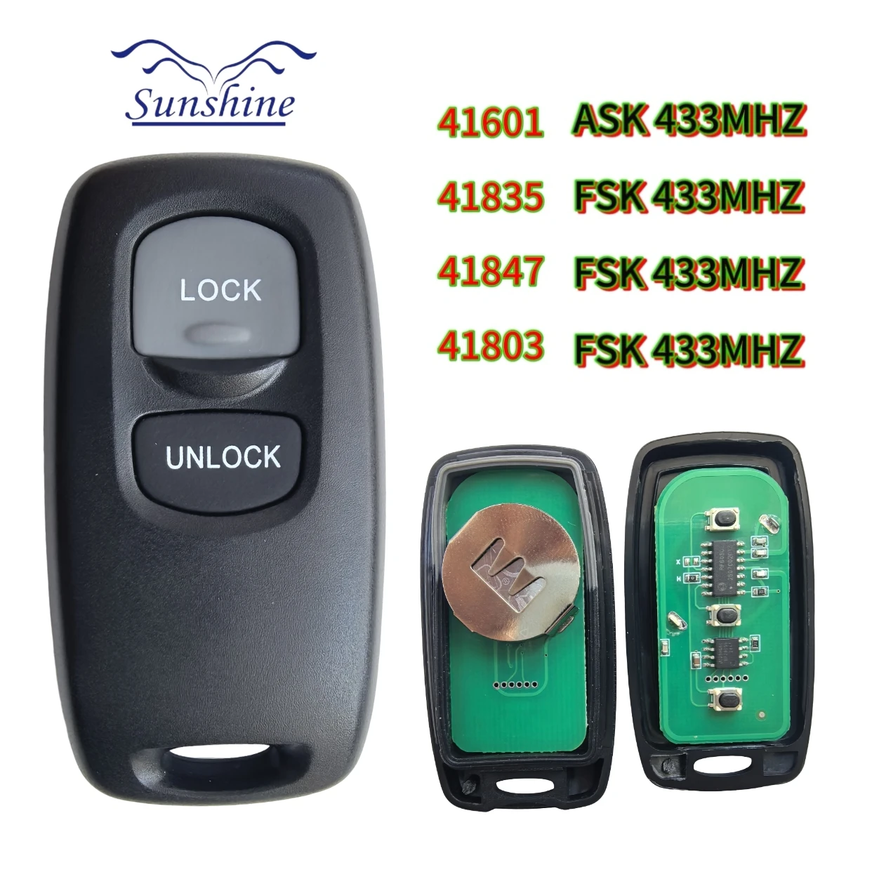 

Sunshine 2Buttons Remote Car Key 433MHZ FSK For Mazda M6 2 3 6 Series 2003-2010 Ford Ranger Everest 41803 41804 41847 41835 Fob