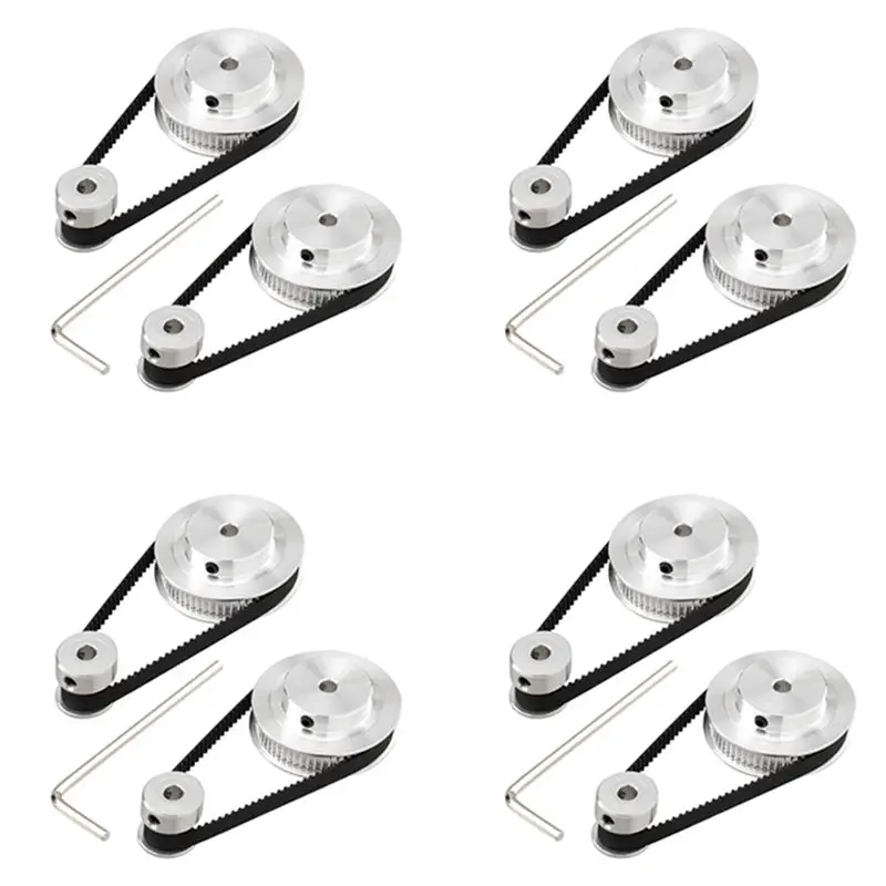 A02M-8 Kit GT2 Synchronous Wheel 20&60 Teeth 5Mm Bore,Aluminum Timing Pulley With 2 Pcs Length 200Mm Width 6Mm Belt(Bore 5Mm)