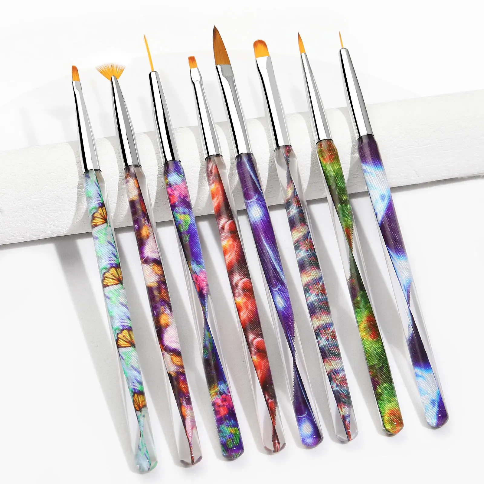 Pinceles de líneas de rayas para manicura, pincel de flores para pintura en polvo, Gel acrílico UV, bolígrafo de dibujo, herramientas de punteado