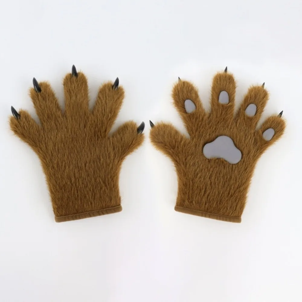 

Kawaii Cartoon Cosplay Costume Gloves Thicken Furry Plush Cat Paw Gloves Cosplay Props Warm Puppy Claw Mittens Gifts