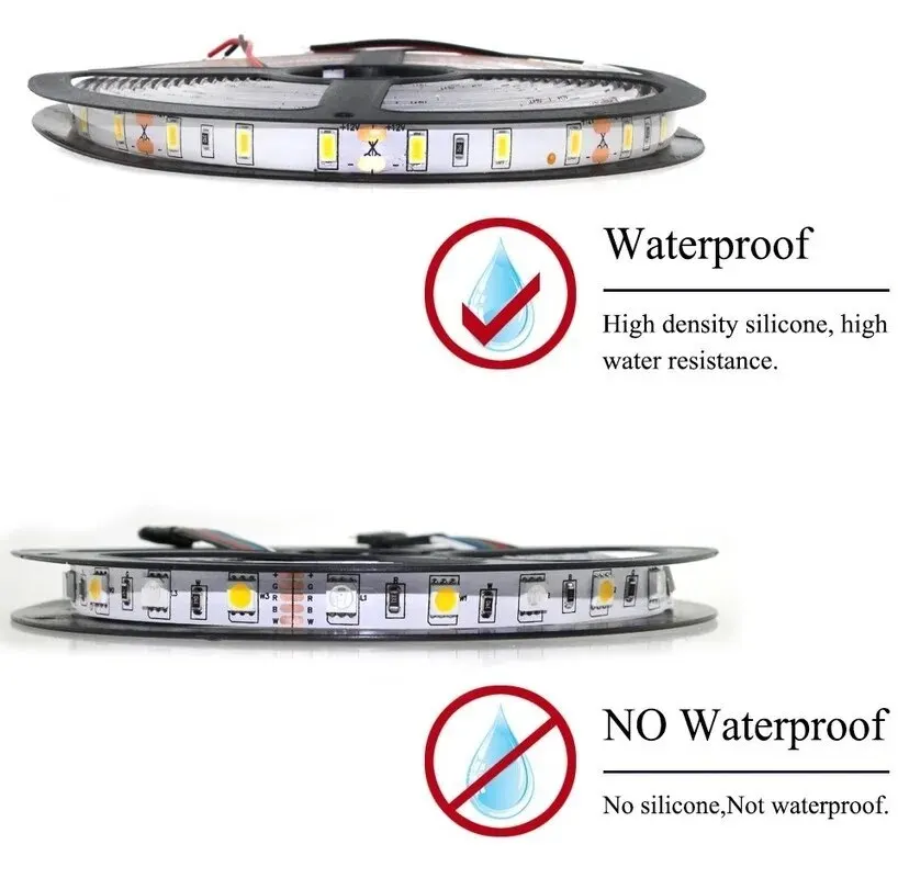 DC 12 V Volt LED Strip Light 2835 Waterproof Strip 5M 60LED/M RGB Warm White Strip Tape Lamp Diode Flexible TV Backlight