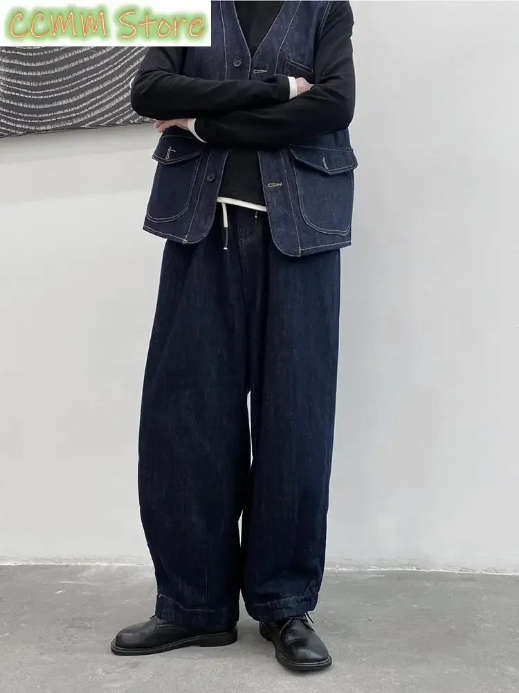 High Elastic Waist Drawstring Blue Denim Pocket Jeans Pants New Trousers Women Fashion Tide Spring Autumn