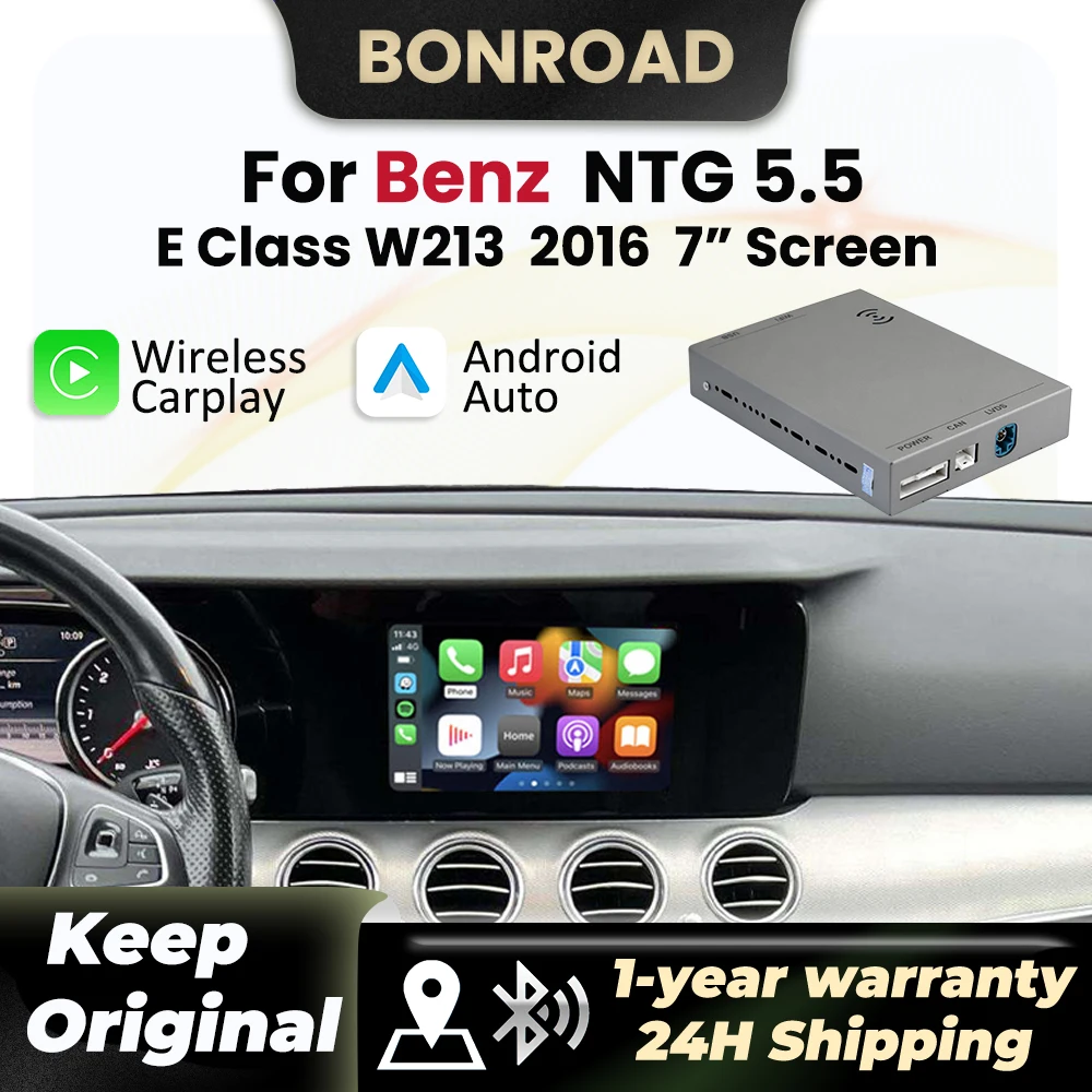 

BONROAD беспроводной Carplay Android автоматический декодер для Mercedes Benz E Class W213 2016-2020 NTG 5.5 система Airplay Mirror Link GPS