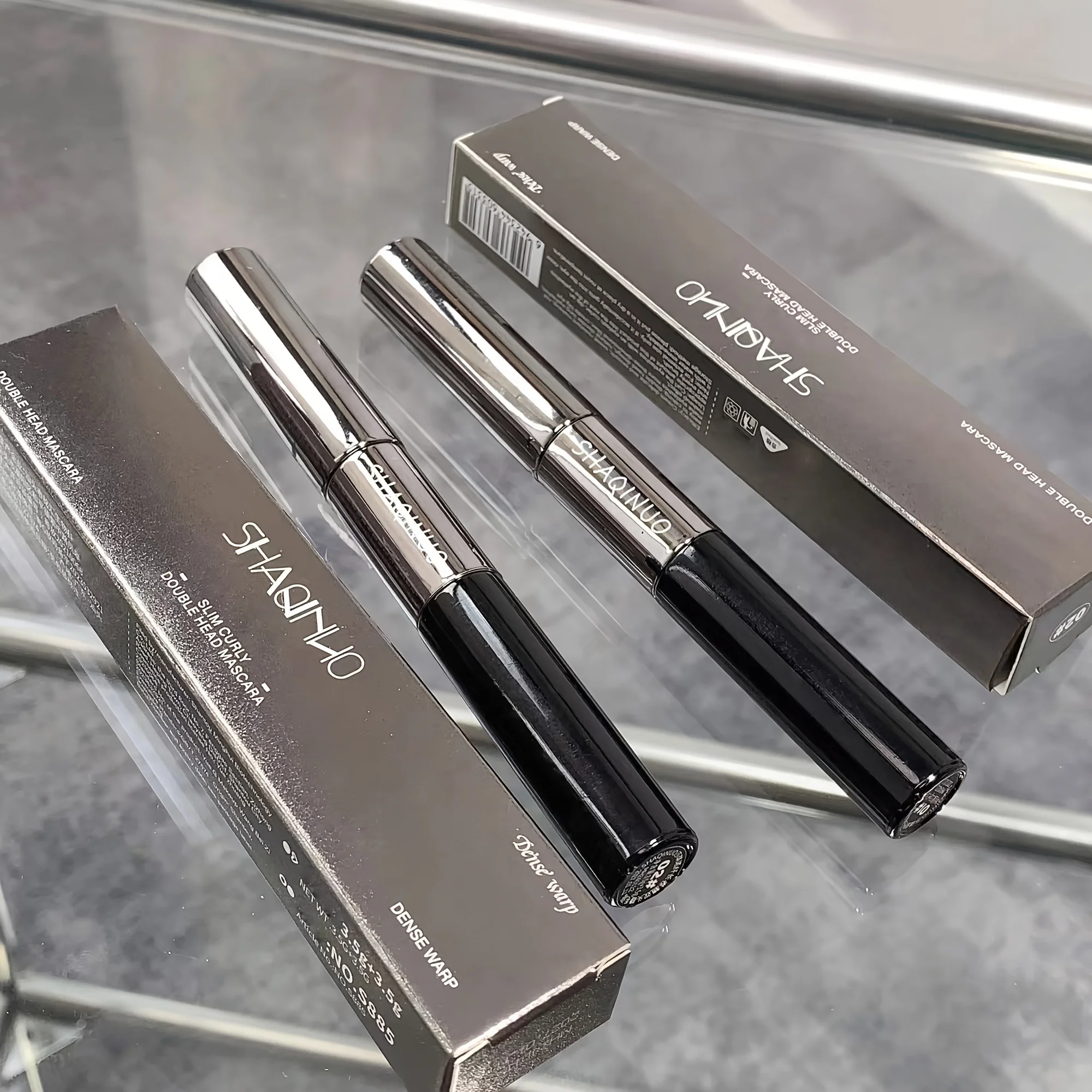 Doppelköpfige Wimperntusche, verlängert, kräuselnd, dick, große Augen halten, Make-up, nicht leicht zu verschmieren, Creme, glatt, wasserfest, schweißbeständig