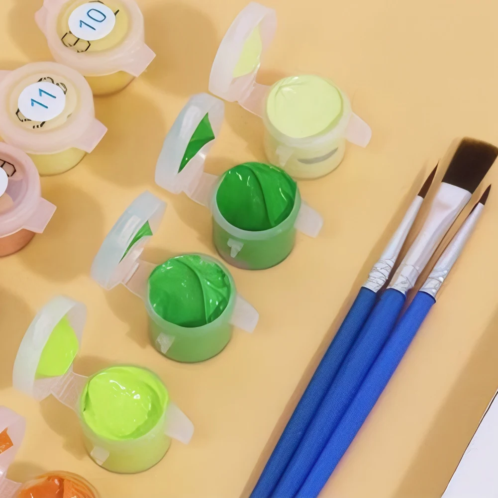 6パック カラーバイナンバー ペイントキット 筆とアクリル絵の具付き DIY アクリル油絵 カラーバイナンバーキット 初心者向け