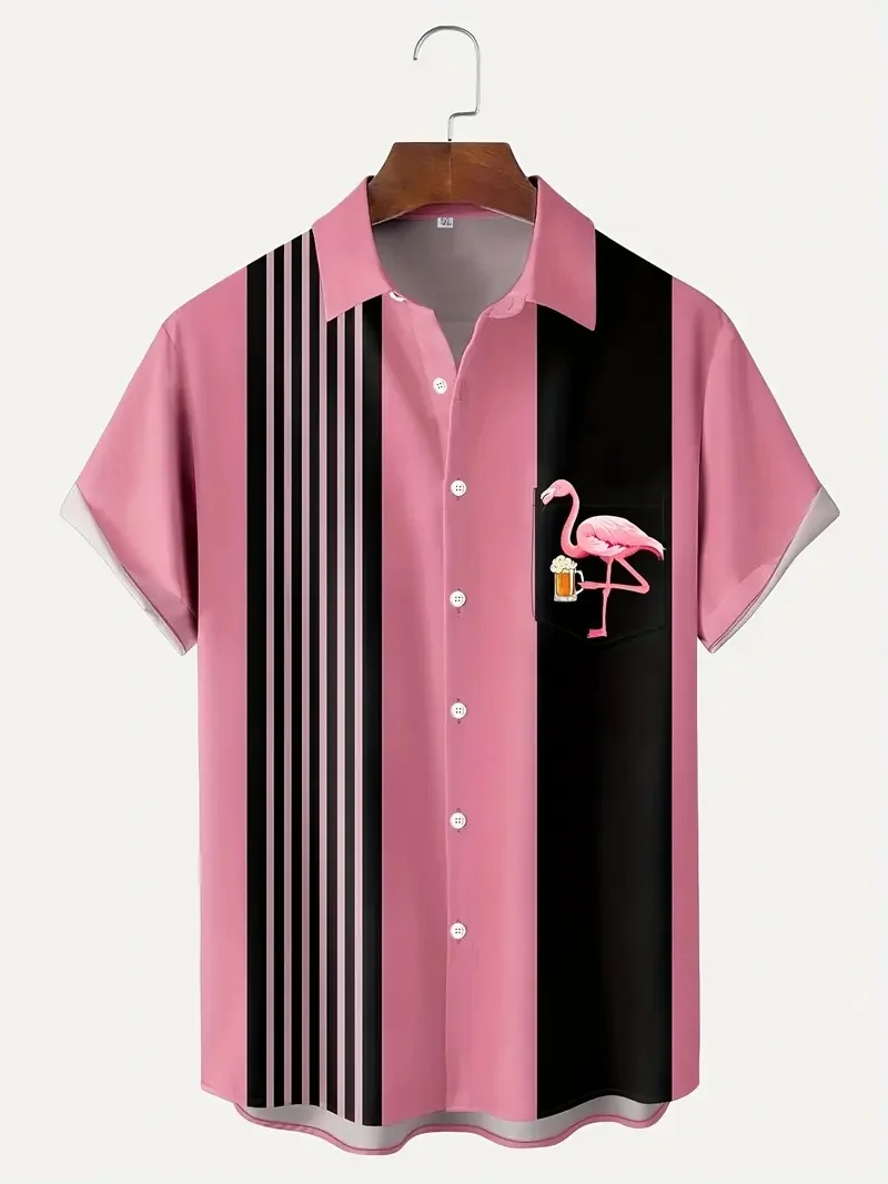 

New Hawaii Spring/Summer Fashion Leisure Street Walk Tourist Beach Printed Full Open Short Sleeve Button Shirt, Quick Shipping