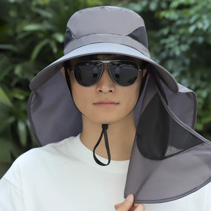 Summer Sun Hats UV Protection Outdoor Hunting Fishing Cap for Men Women Hiking Camping Visor Bucket Hat Removable Fisherman Hat