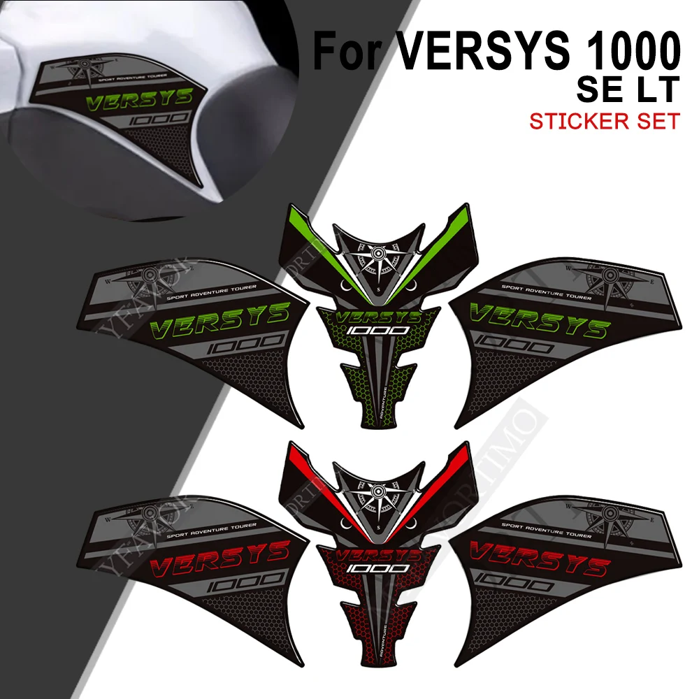 Motorcycle 3D Tank Pad Gas Fuel Oil Kit Knee Stickers For Kawasaki VERSYS 1000 SE LT Trunk Luggage Cases Side Decals Protector