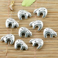 10pcs 15*12mm Tibetan Sivler 2sided Sun Star Pattern Polar Bear Bead EF2436 Beads for Jewelry Making