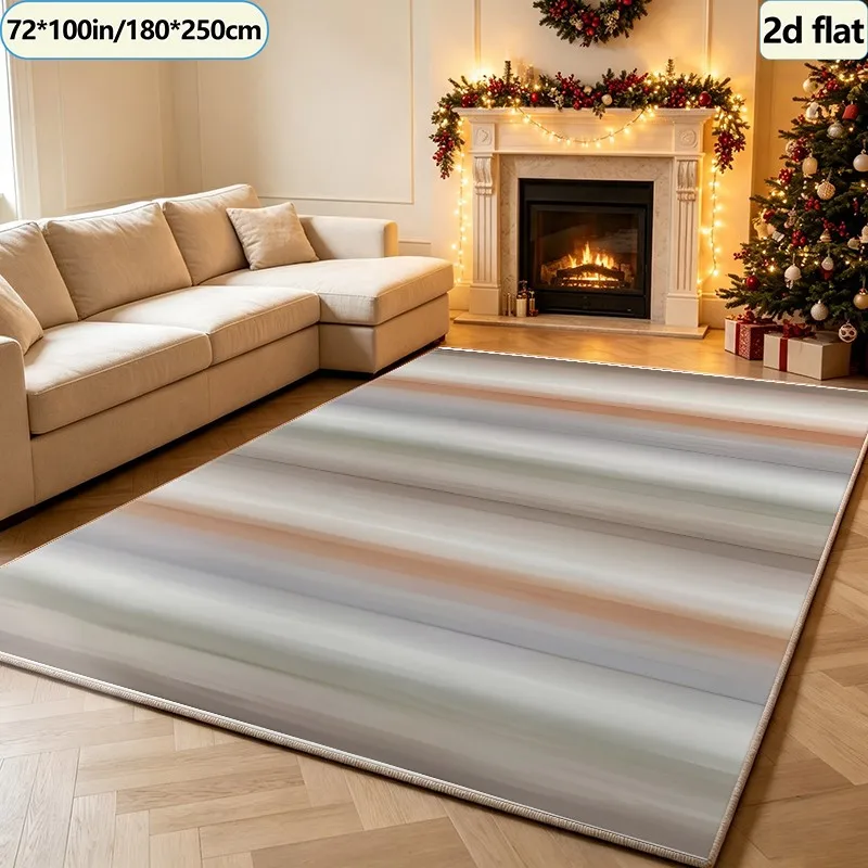 Soft Matte-Toned Vertical Gradient Striped Carpet, Neutral Modern Style Carpet, Suitable for Living Room, Bedroom, and Home Interior Decoration