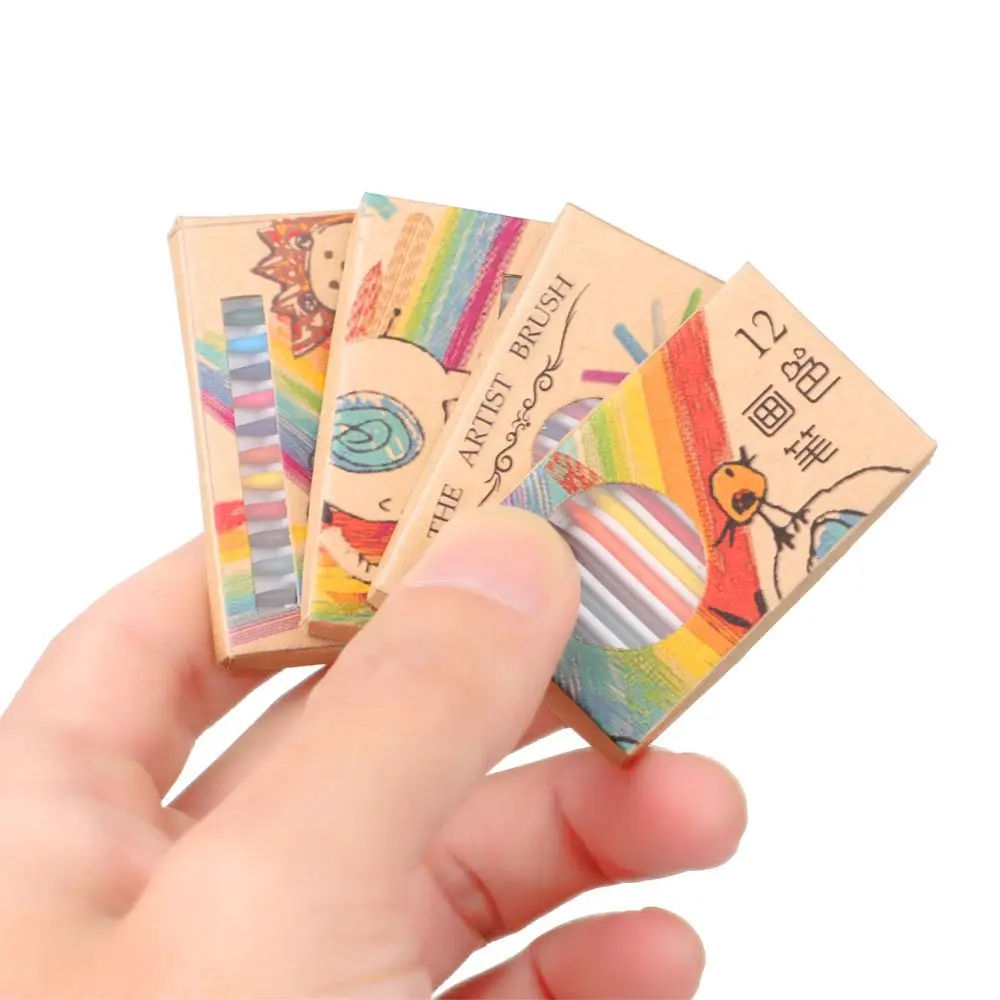 8/12/13 색상 장면 모델 놀이집 미니어처 색연필 인형집 다채로운 크레용 인형 액세서리