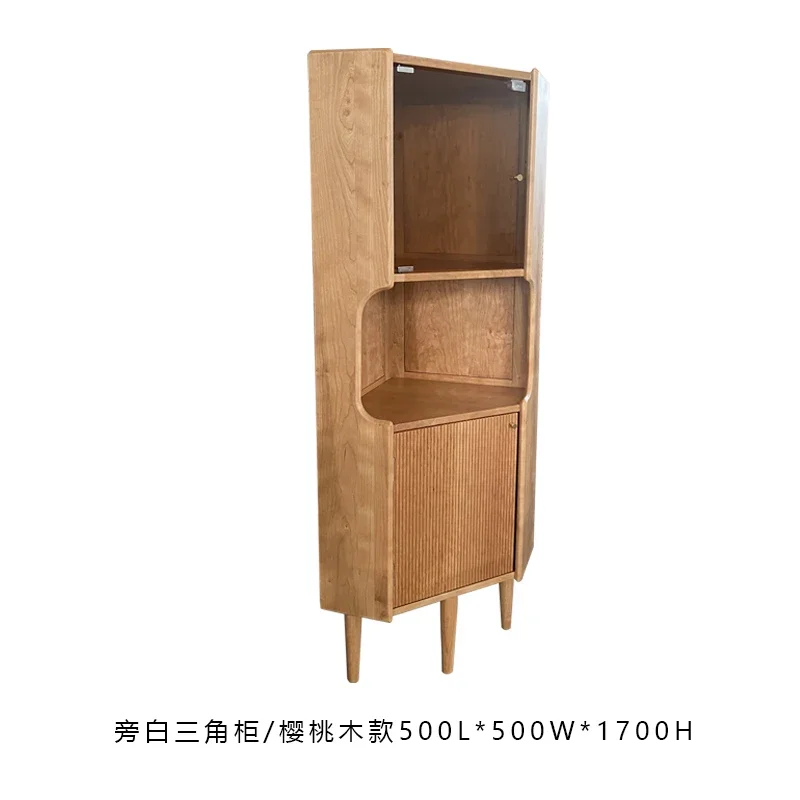 

Black Walnut Nordic Solid Wood Side Cabinet Japanese Style Corner Wine Cabinet Living Room Simple Modern Sideboard Cabinet