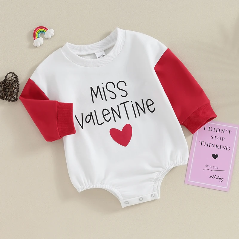 

Infant Baby Girl Vanlentine Day s Romper Outfits Cute Heart Long Sleeve Sweatshirts Jumpsuits Onesix Clothes