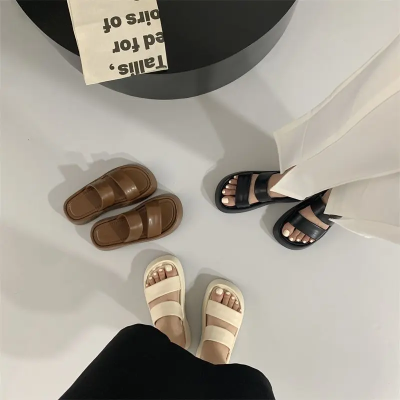 Slides Job Thick Black Woman Slippers Platform Summer Rubber Sandals Outside Shoes for Women 2024 H Sandal Casual Clappers 39 B