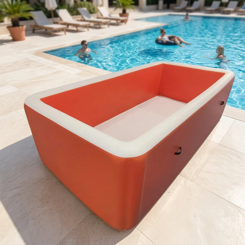 FREBOARD Outdoor Rectangular Inflatable Swimming Pool Drop Stitch 1mm Thick Durable & Foldable for Adults & Family Use