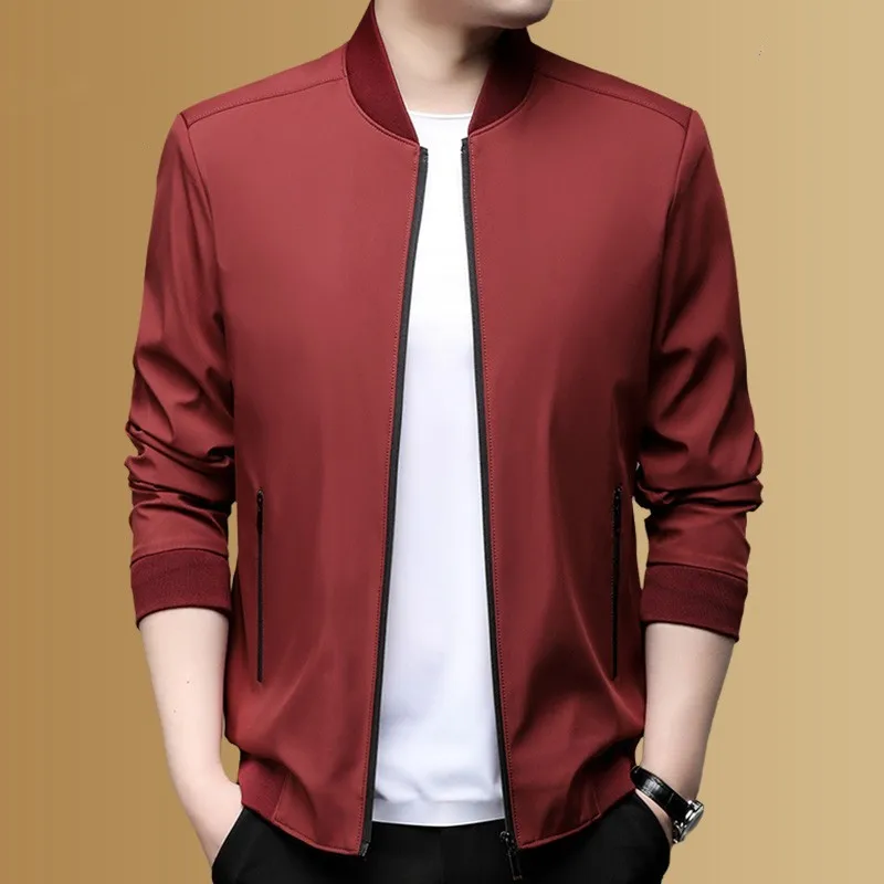 

Loose Fit Men's Jaet Carriage Ladle Autumn Spring Faion Urban Sle Long Sve Zipper Closure Stand Collar Polyester Fiber